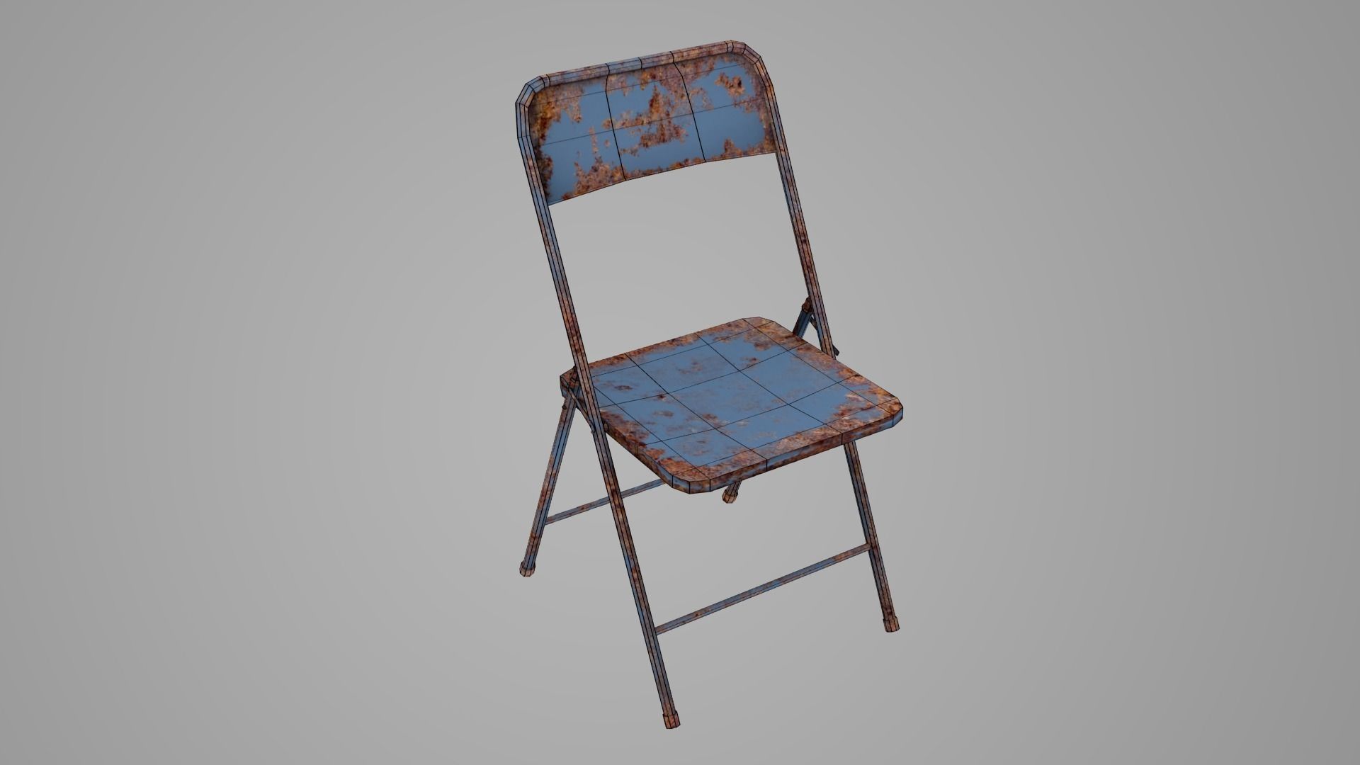 Low poly Chair old rusty folding Low-poly 3D model_5