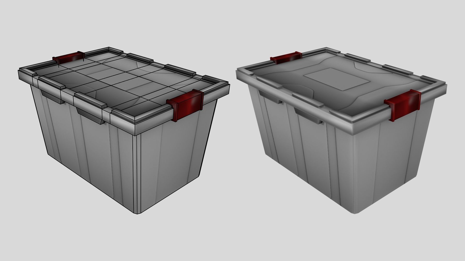 Drawer stack of different colored bins Low-poly 3D model_0