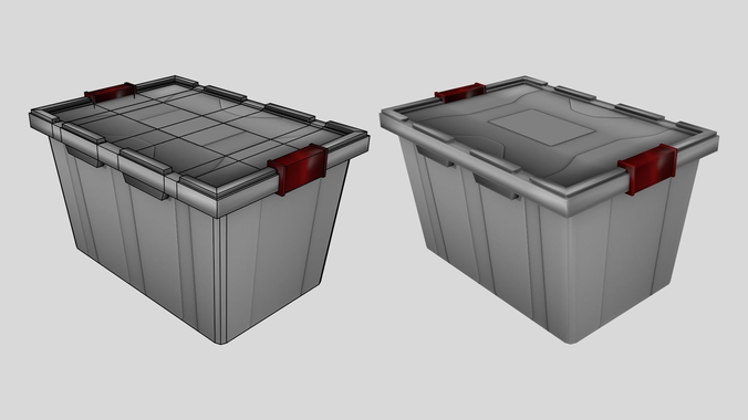 Drawer stack of different colored bins Low-poly 3D model