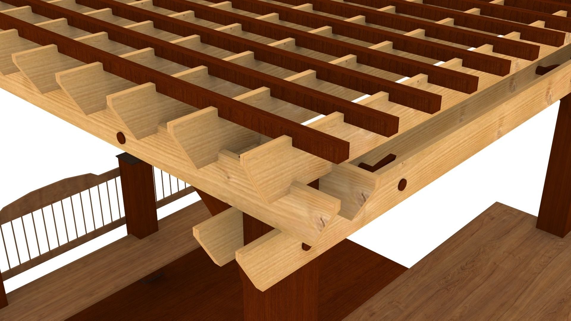 Patio Gazebo with Floor Low-poly 3D model_4