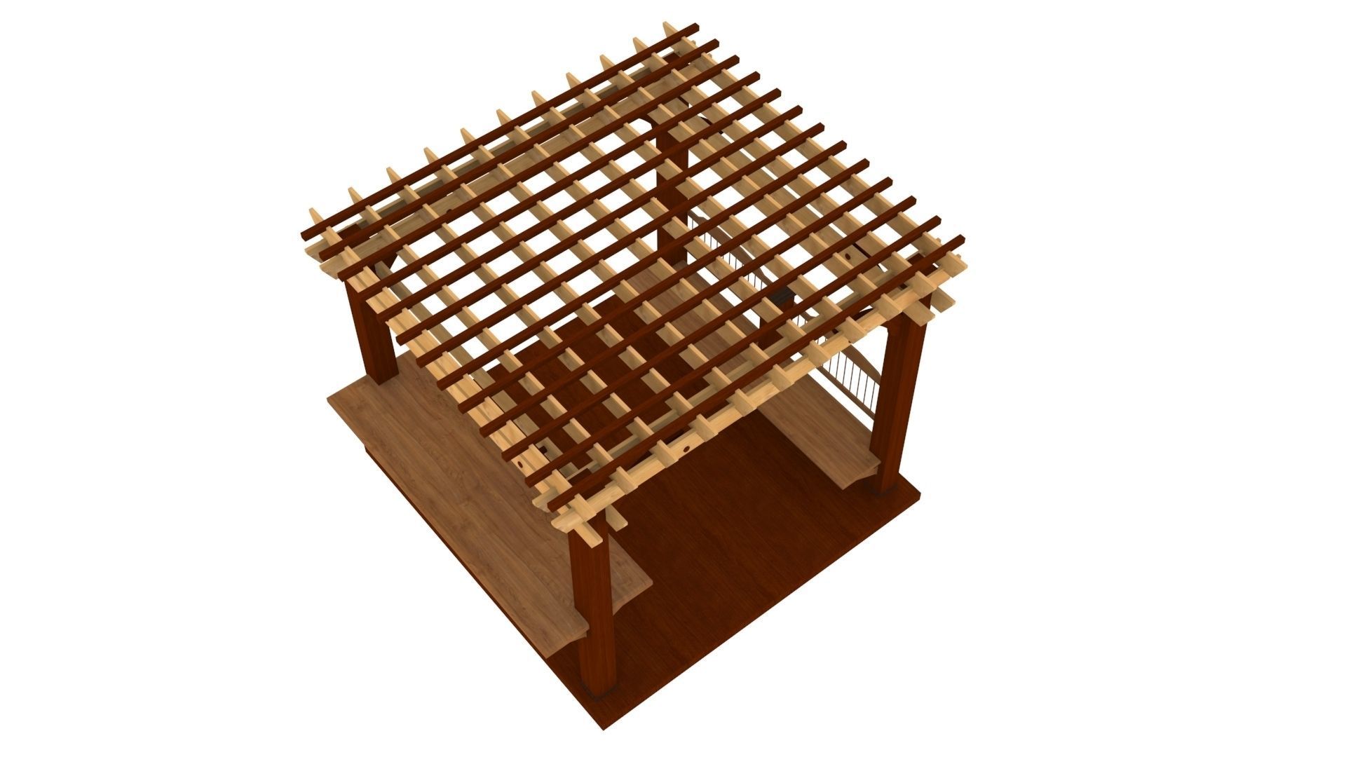 Patio Gazebo with Floor Low-poly 3D model_3