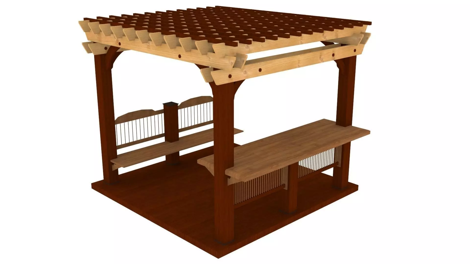 Patio Gazebo with Floor Low-poly 3D model_0