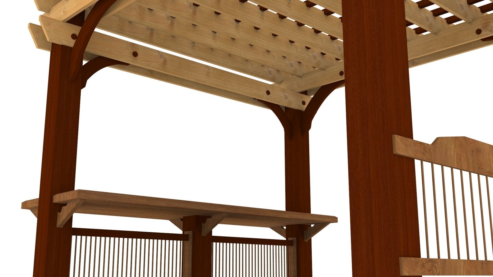 Patio Gazebo with Floor Low-poly 3D model_2