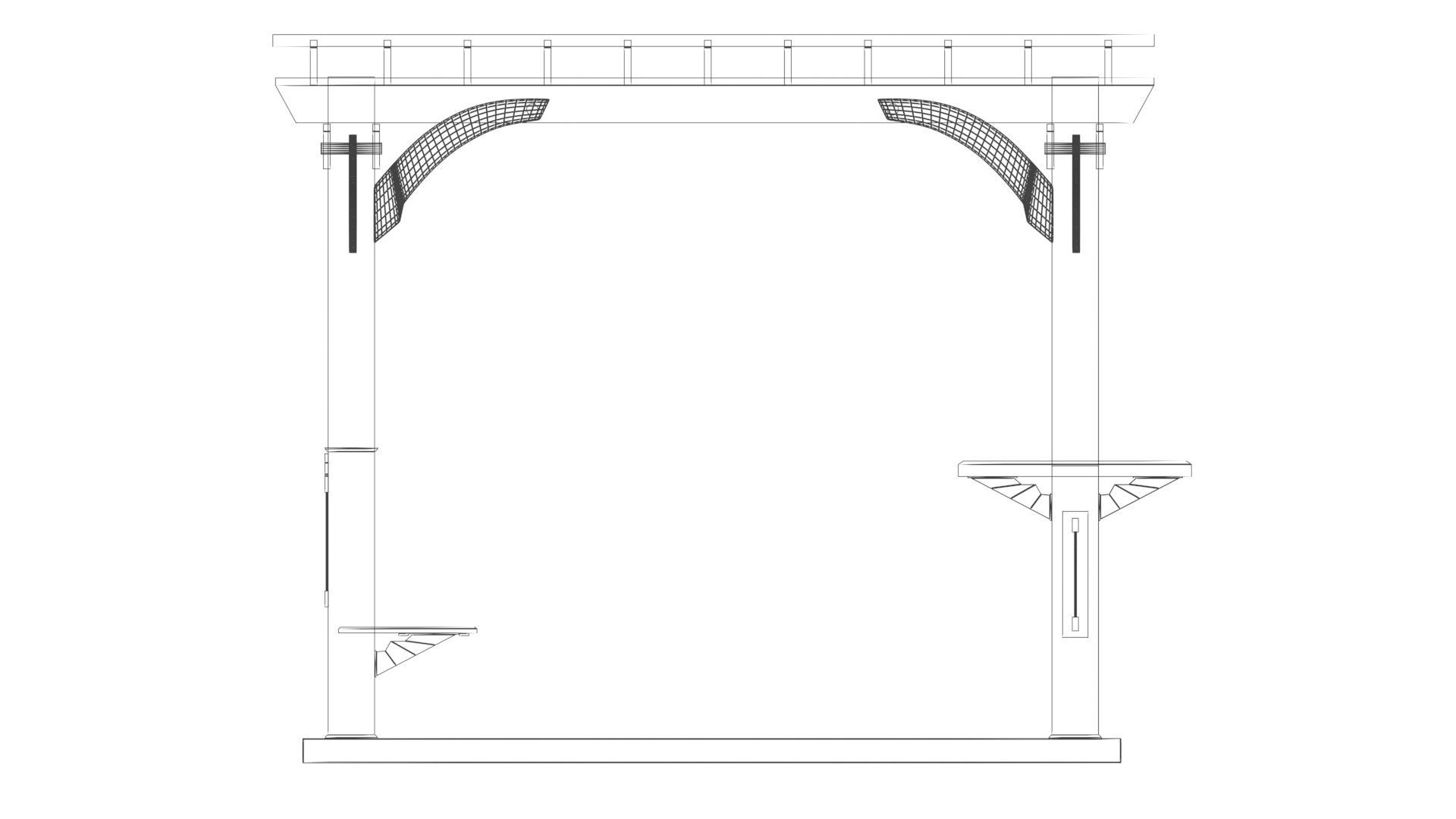 Patio Gazebo with Floor Low-poly 3D model_12