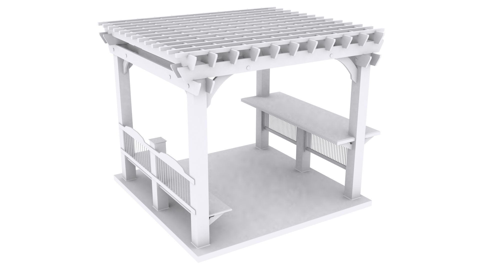 Patio Gazebo with Floor Low-poly 3D model_6