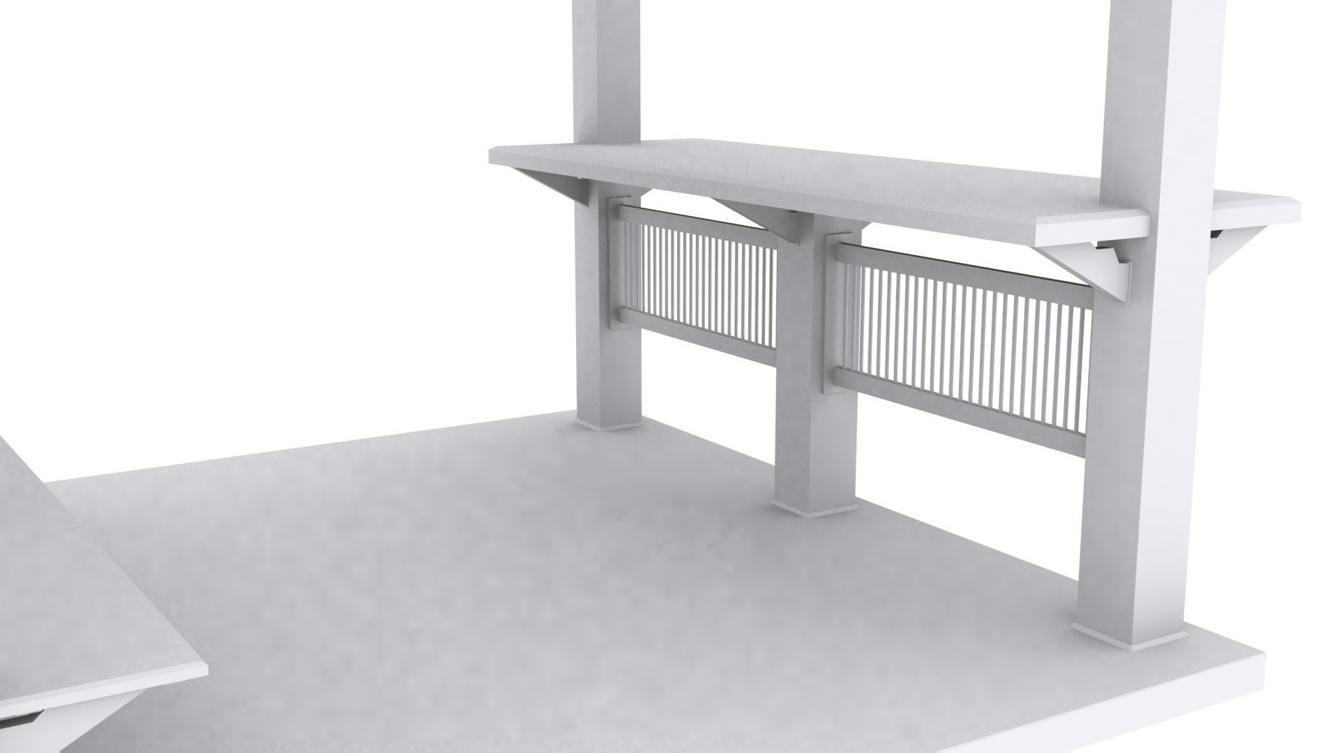 Patio Gazebo with Floor Low-poly 3D model_10