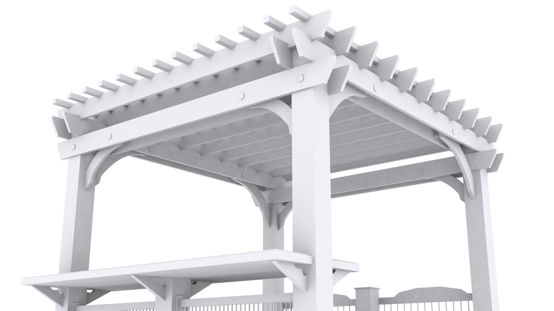 Patio Gazebo with Floor Low-poly 3D model_8