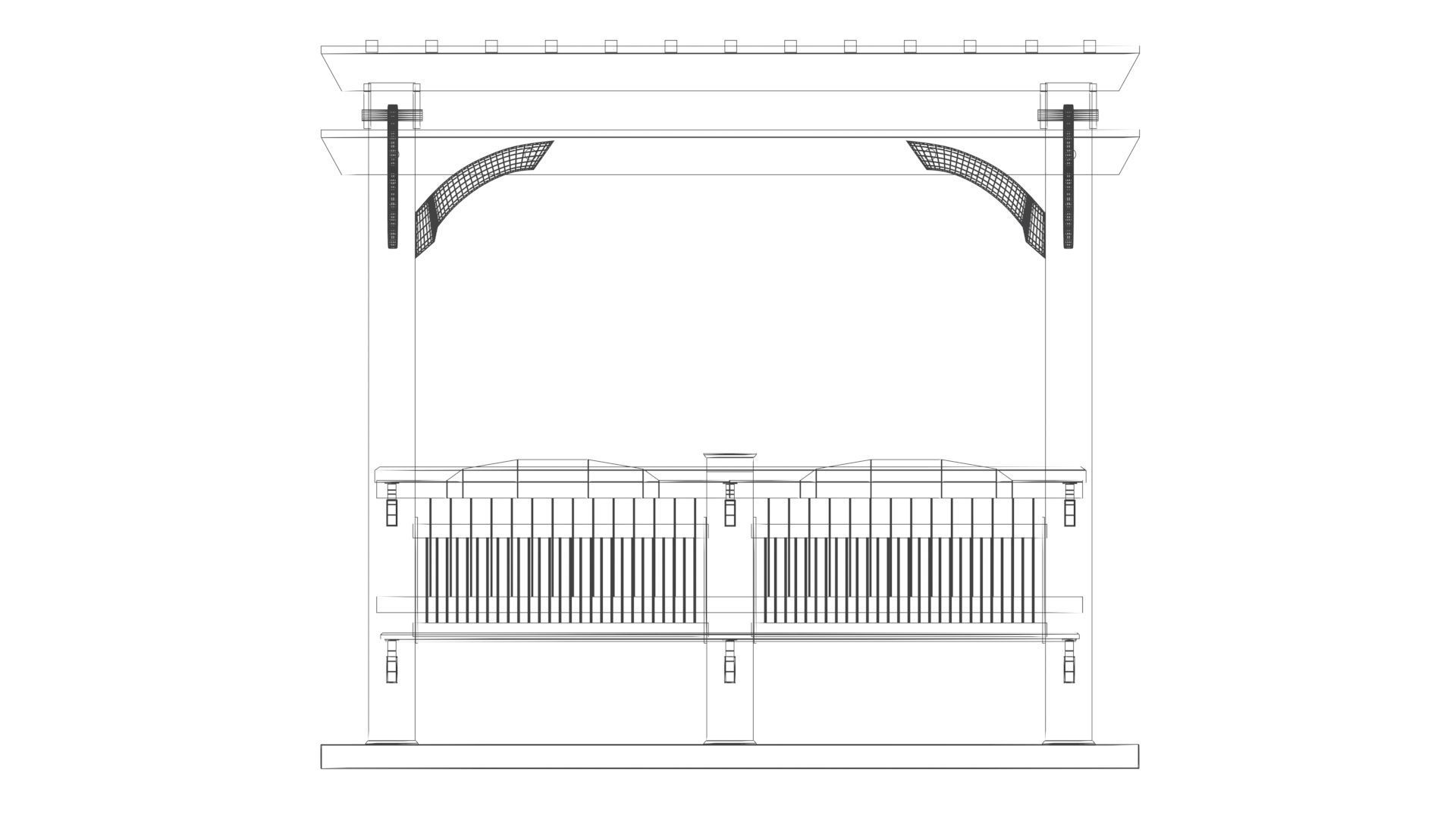 Patio Gazebo with Floor Low-poly 3D model_13