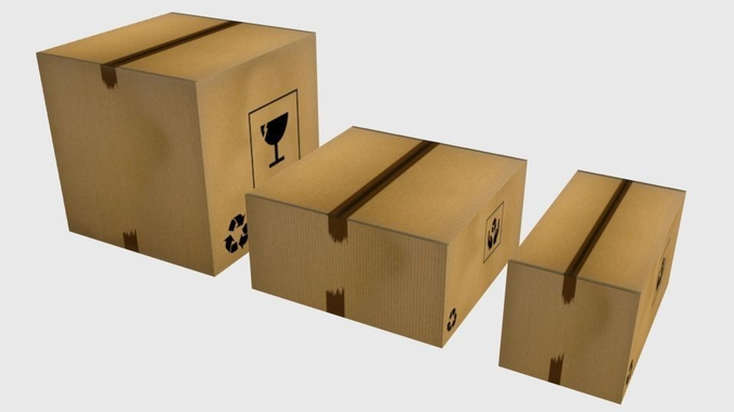 Carboard Box pack Free low-poly 3D model