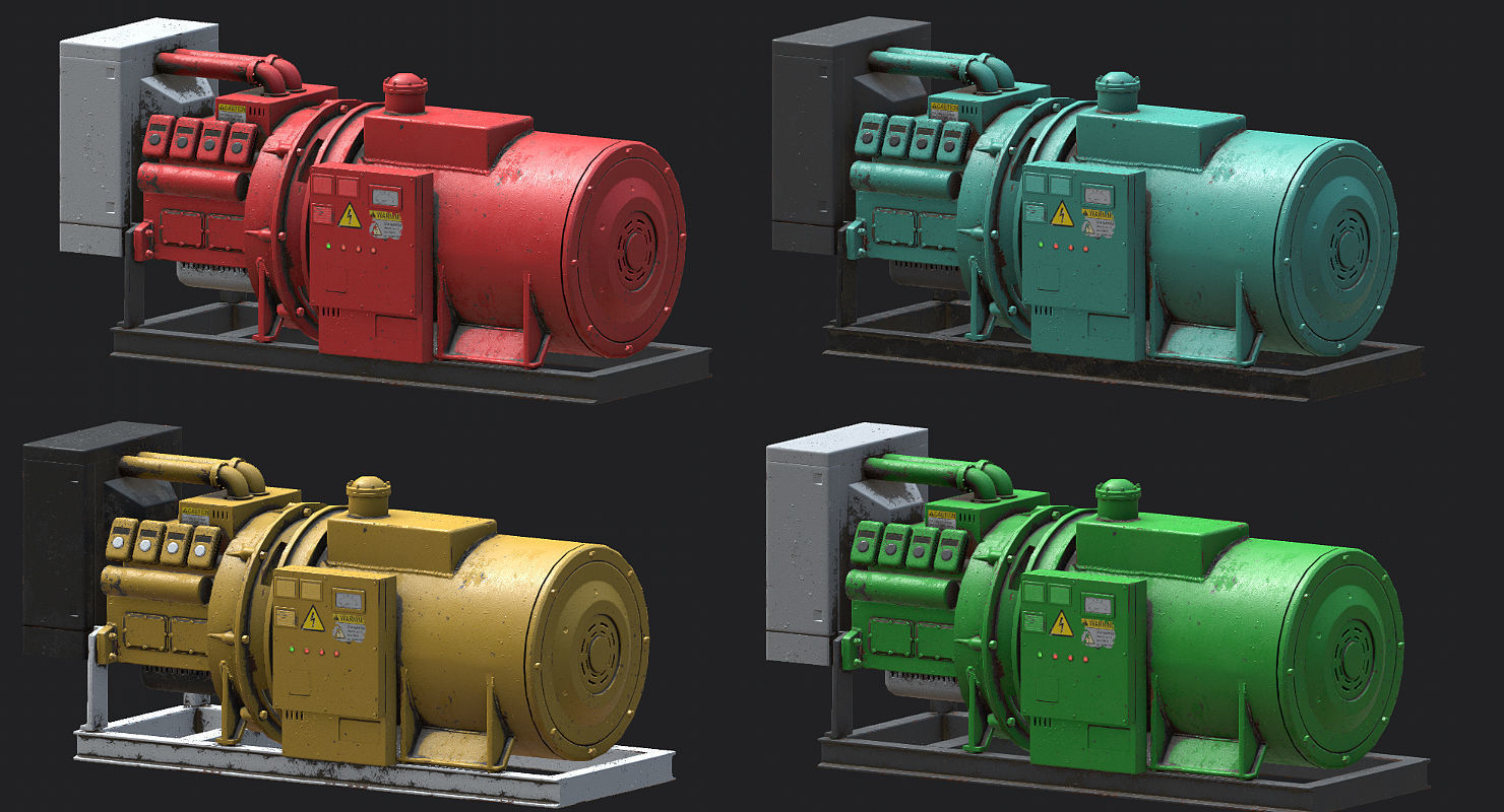 Industrial Generator Low-poly 3D model_5