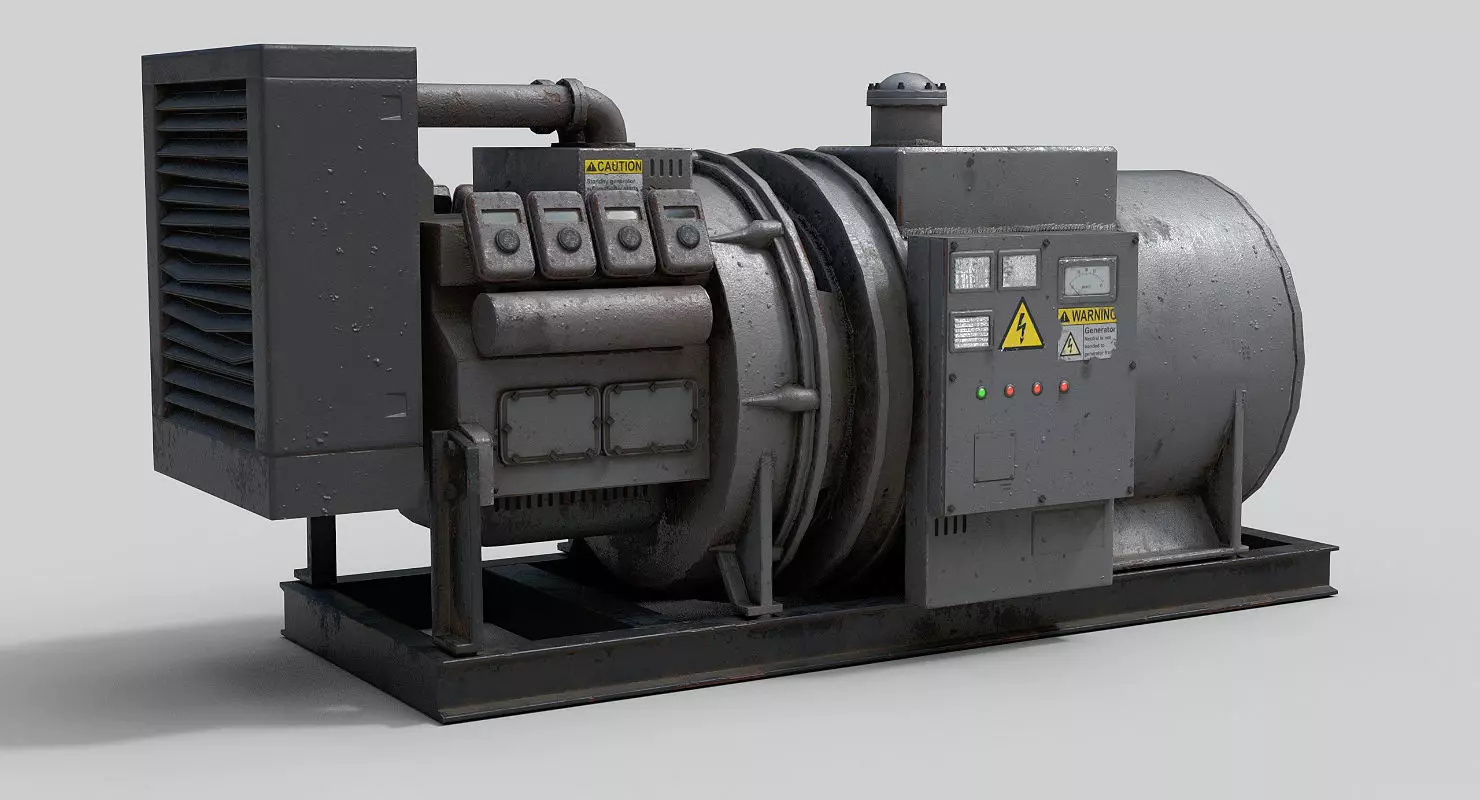 Industrial Generator Low-poly 3D model_0