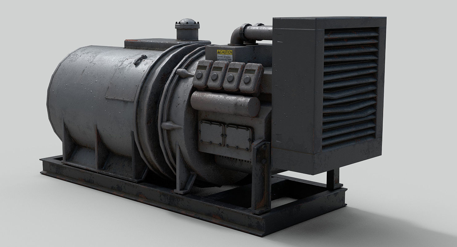 Industrial Generator Low-poly 3D model_2