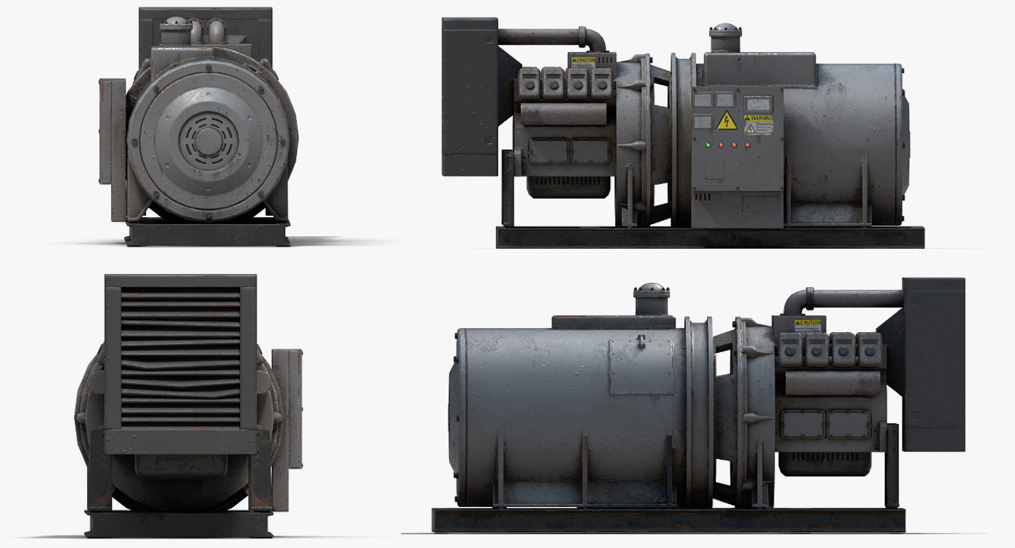 Industrial Generator Low-poly 3D model_3