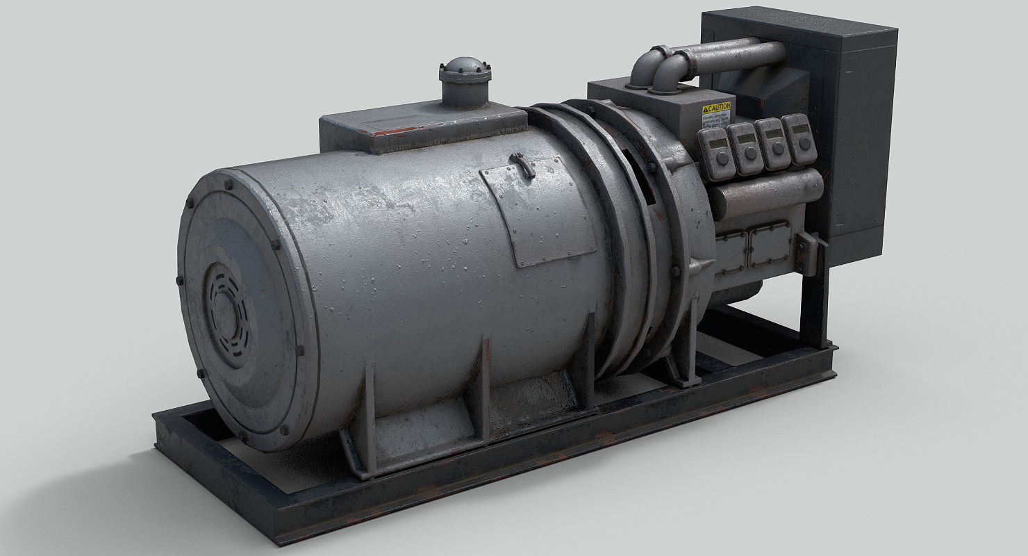 Industrial Generator Low-poly 3D model_1