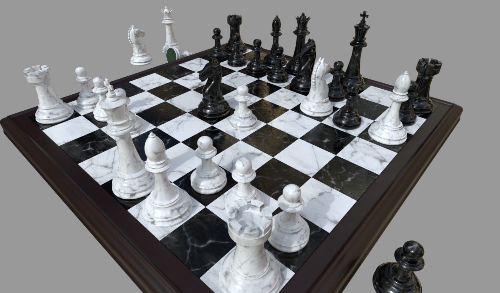 Marble Chess Set 3D model_21