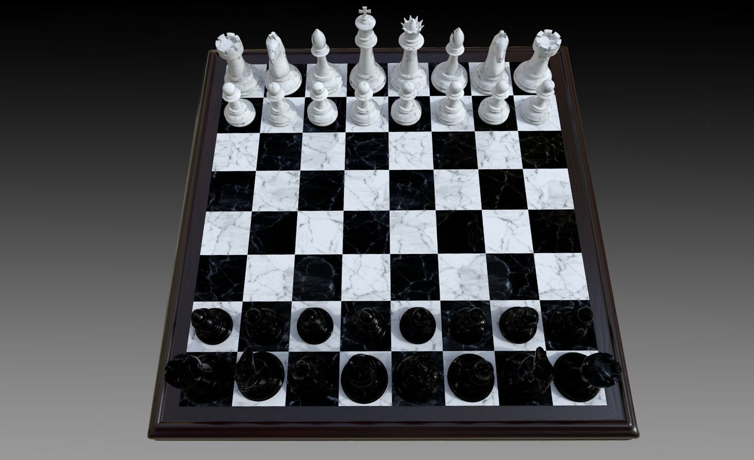 Marble Chess Set 3D model_3