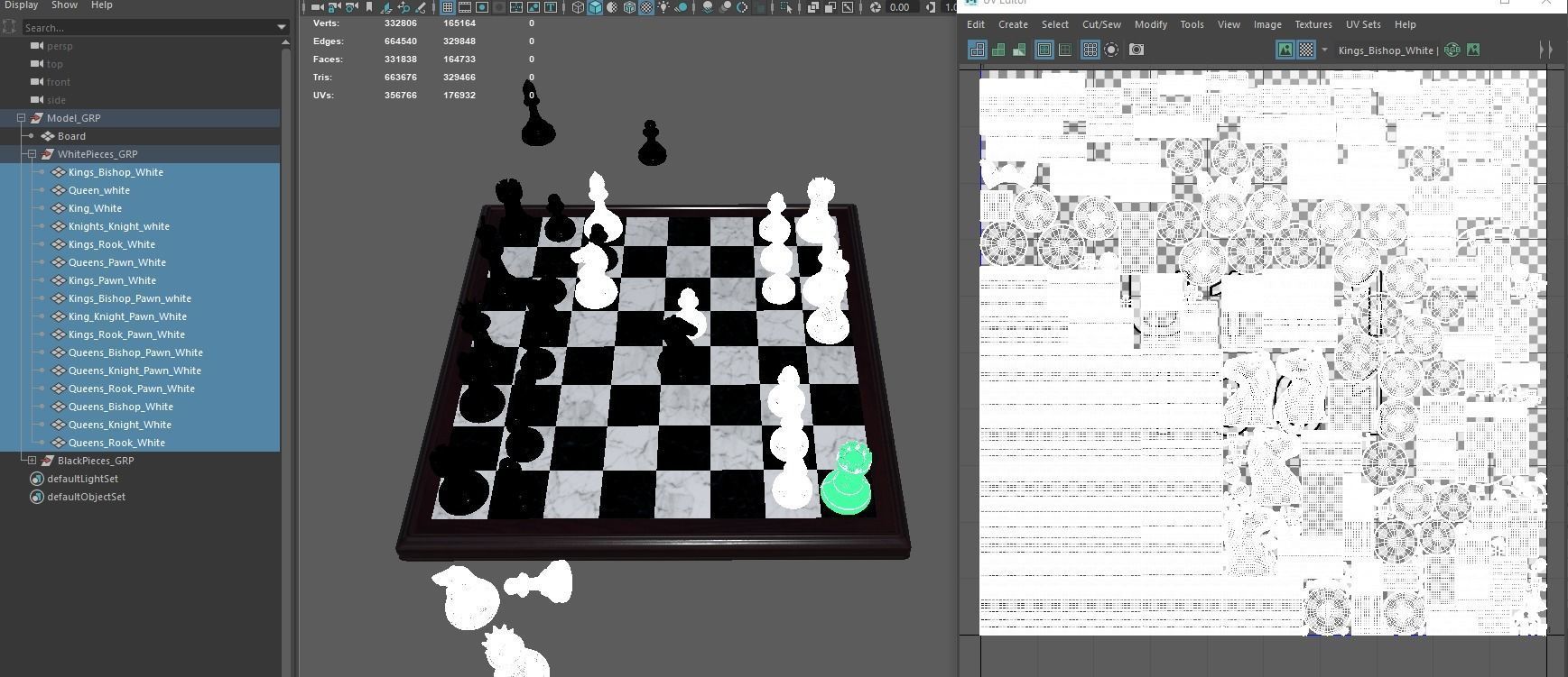 Marble Chess Set 3D model_23