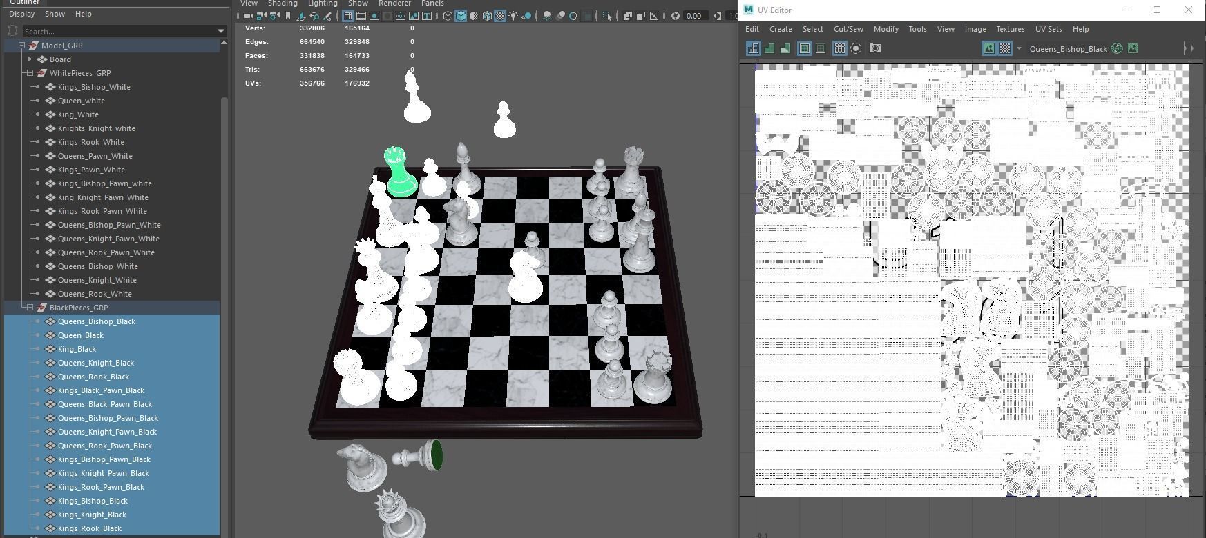 Marble Chess Set 3D model_43