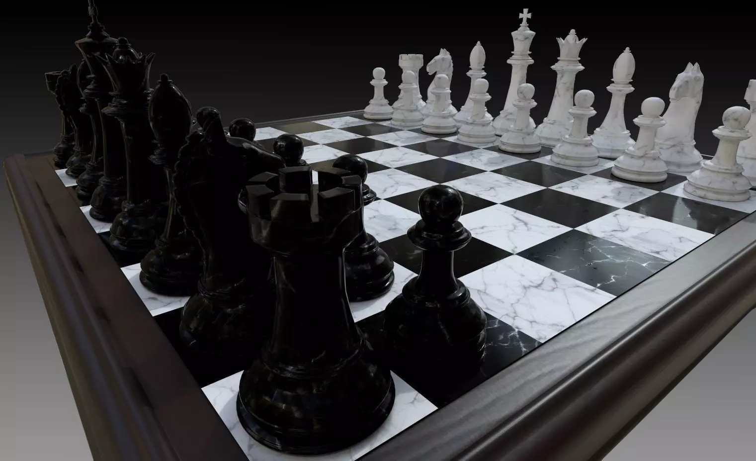 Marble Chess Set 3D model_0