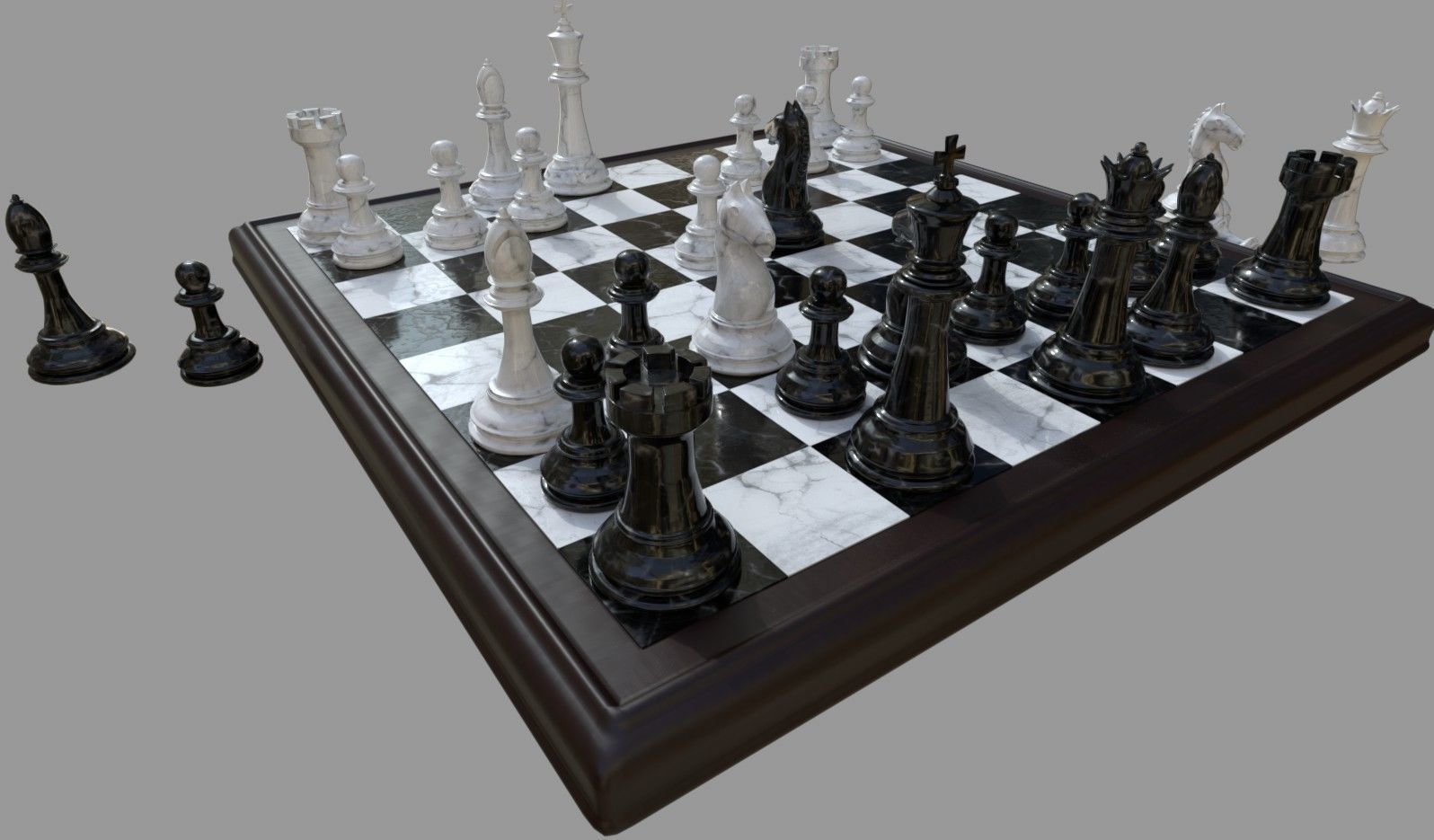 Marble Chess Set 3D model_6