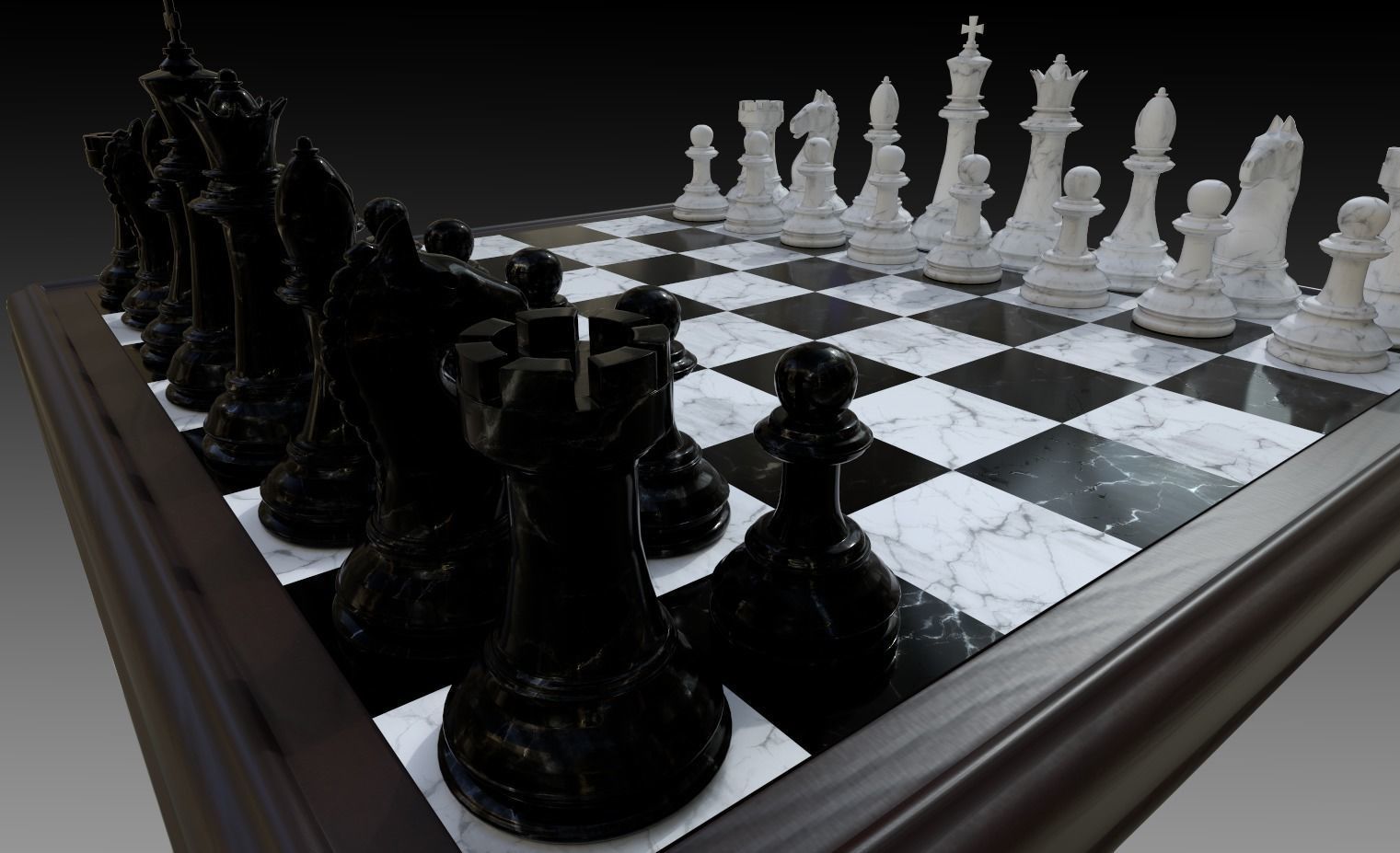 Marble Chess Set 3D model_35