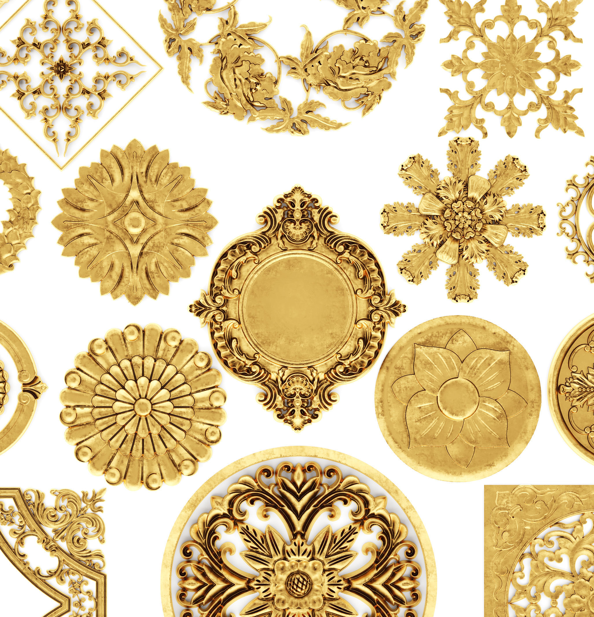 stucco collection ceiling rosette 3D model_8