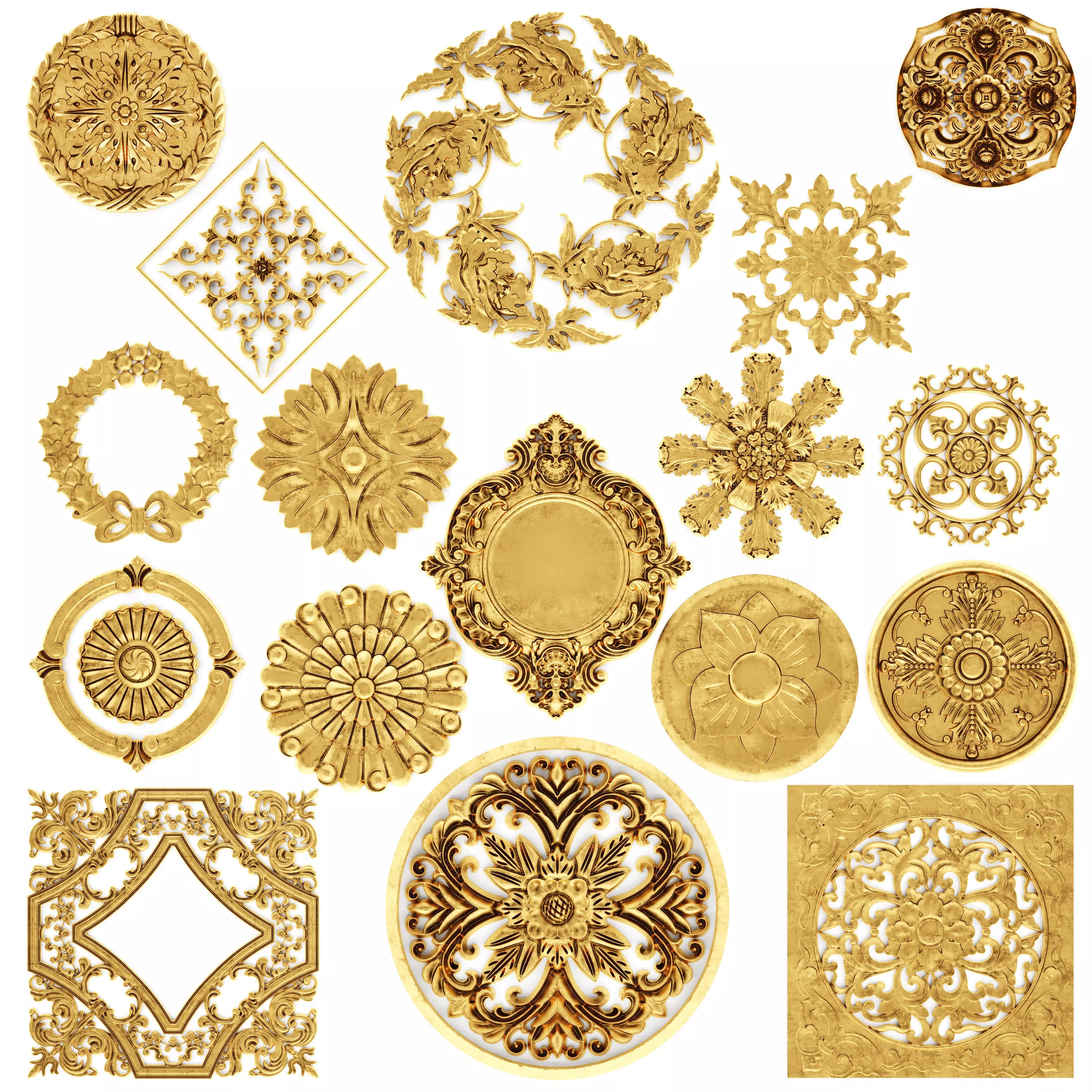 stucco collection ceiling rosette 3D model_0