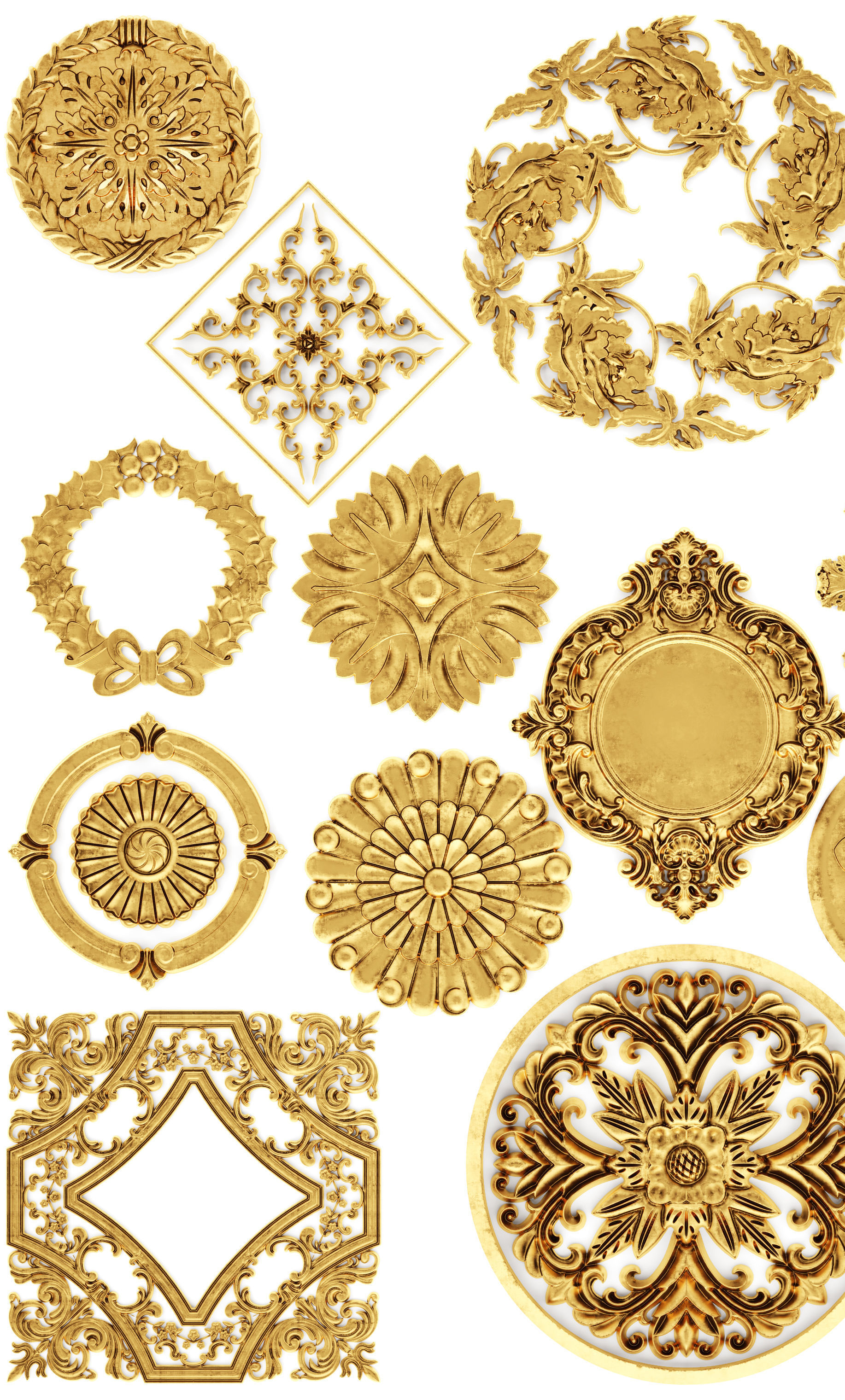 stucco collection ceiling rosette 3D model_5