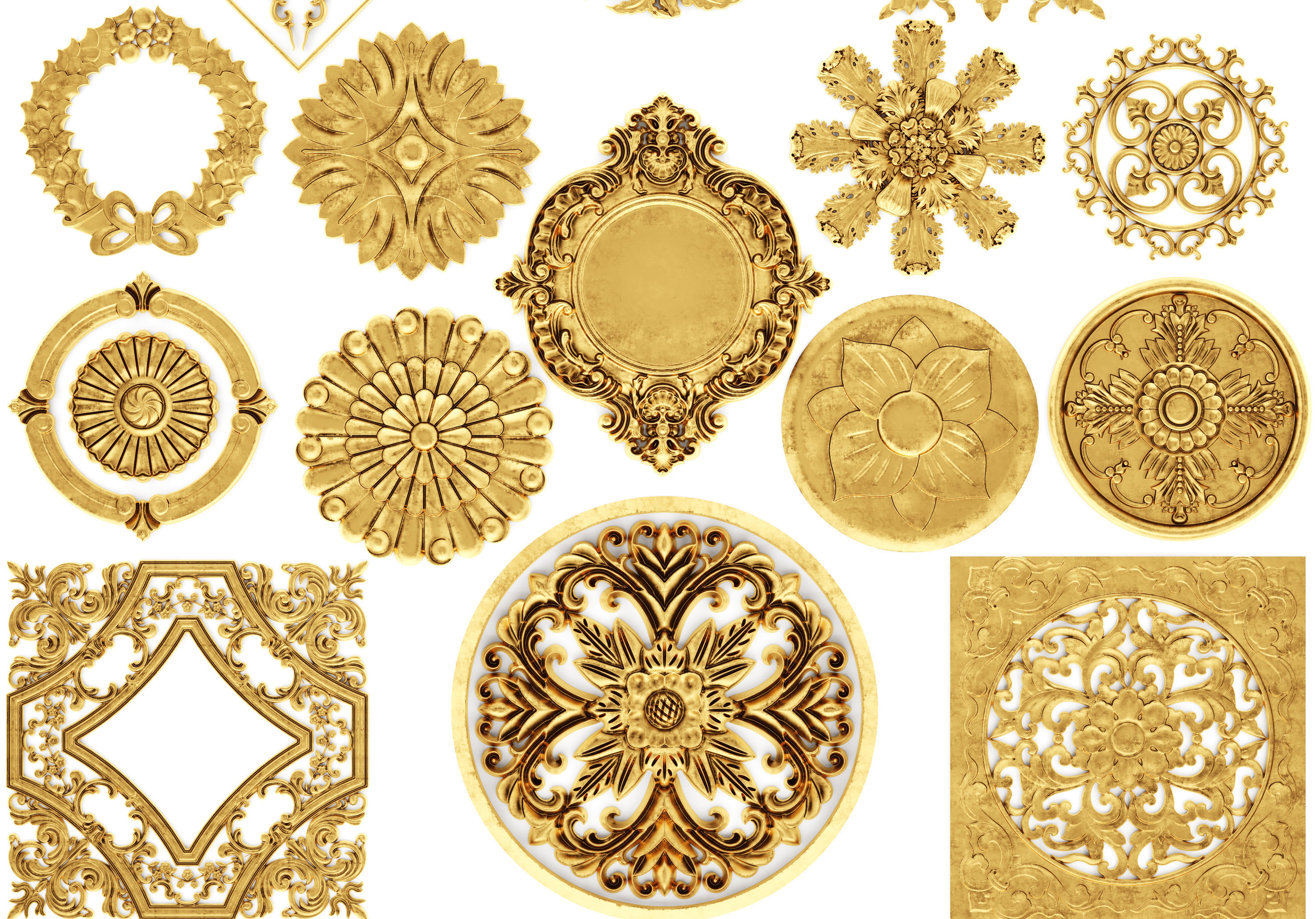 stucco collection ceiling rosette 3D model_11