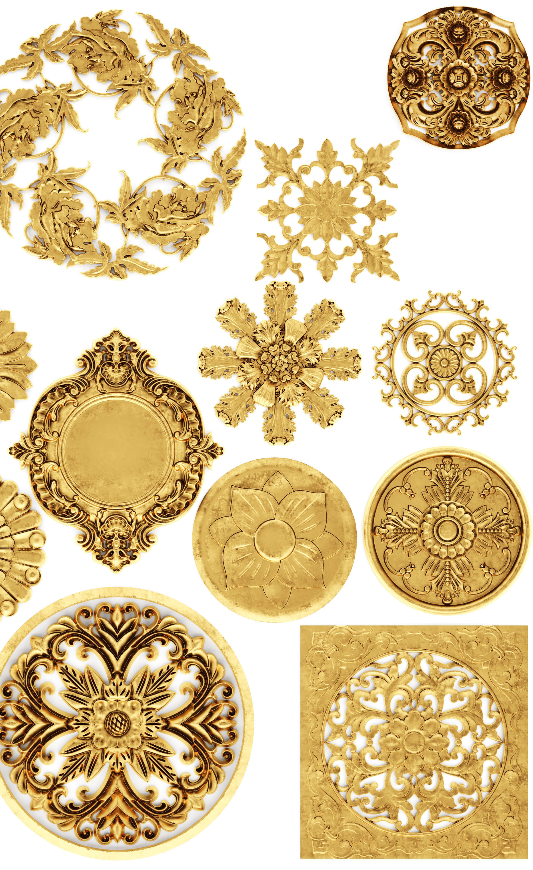 stucco collection ceiling rosette 3D model_6