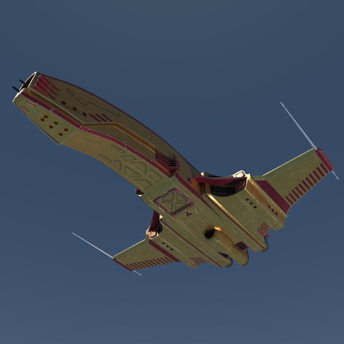 Spaceship Dagger Type 1 Orange Low-poly 3D model_22