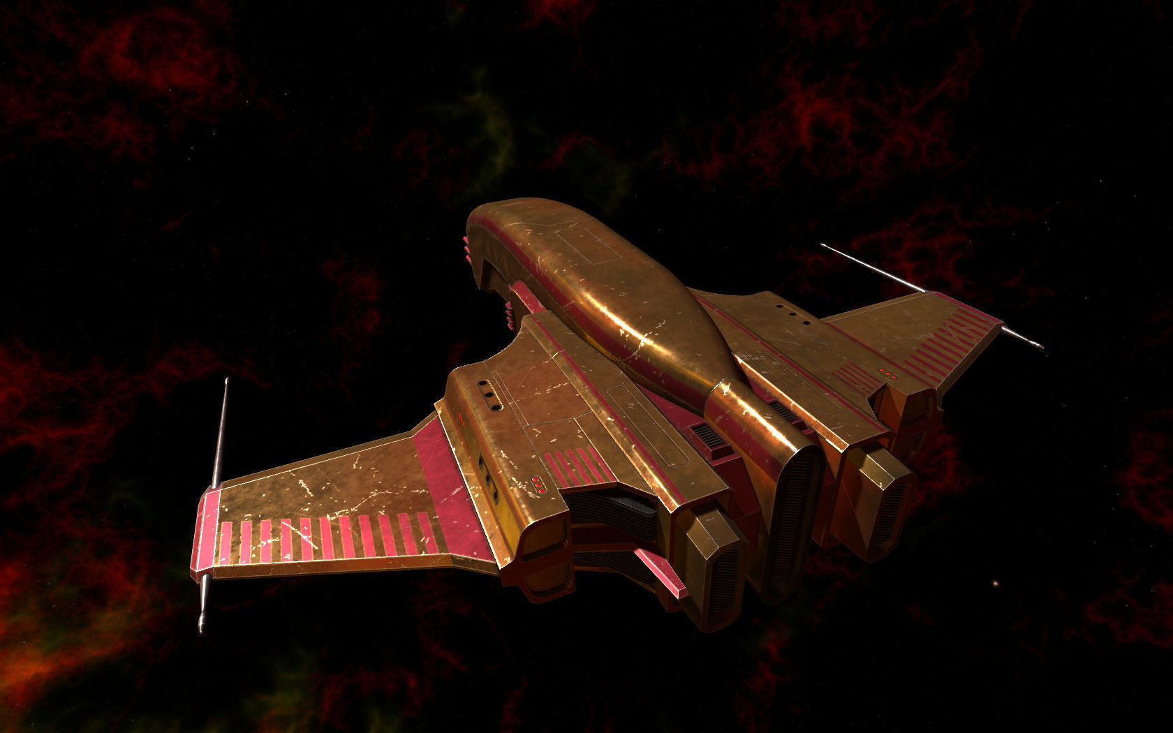 Spaceship Dagger Type 1 Orange Low-poly 3D model_2