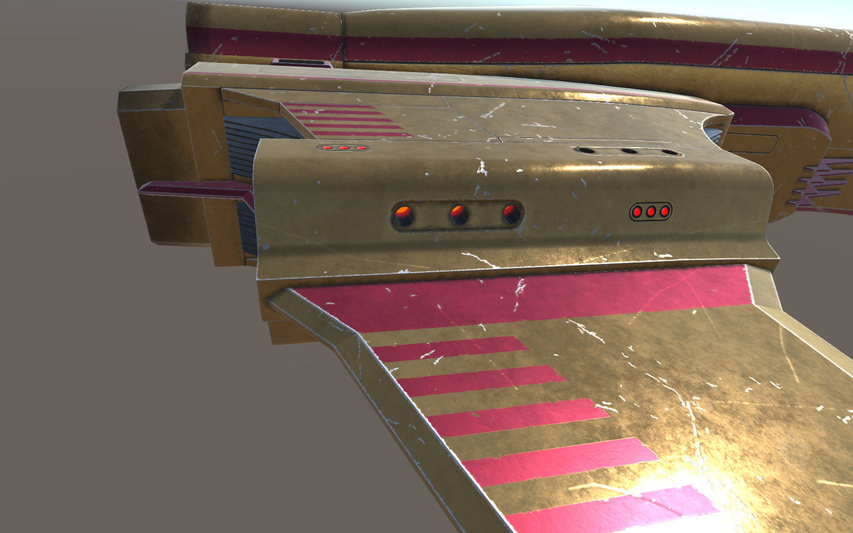 Spaceship Dagger Type 1 Orange Low-poly 3D model_8