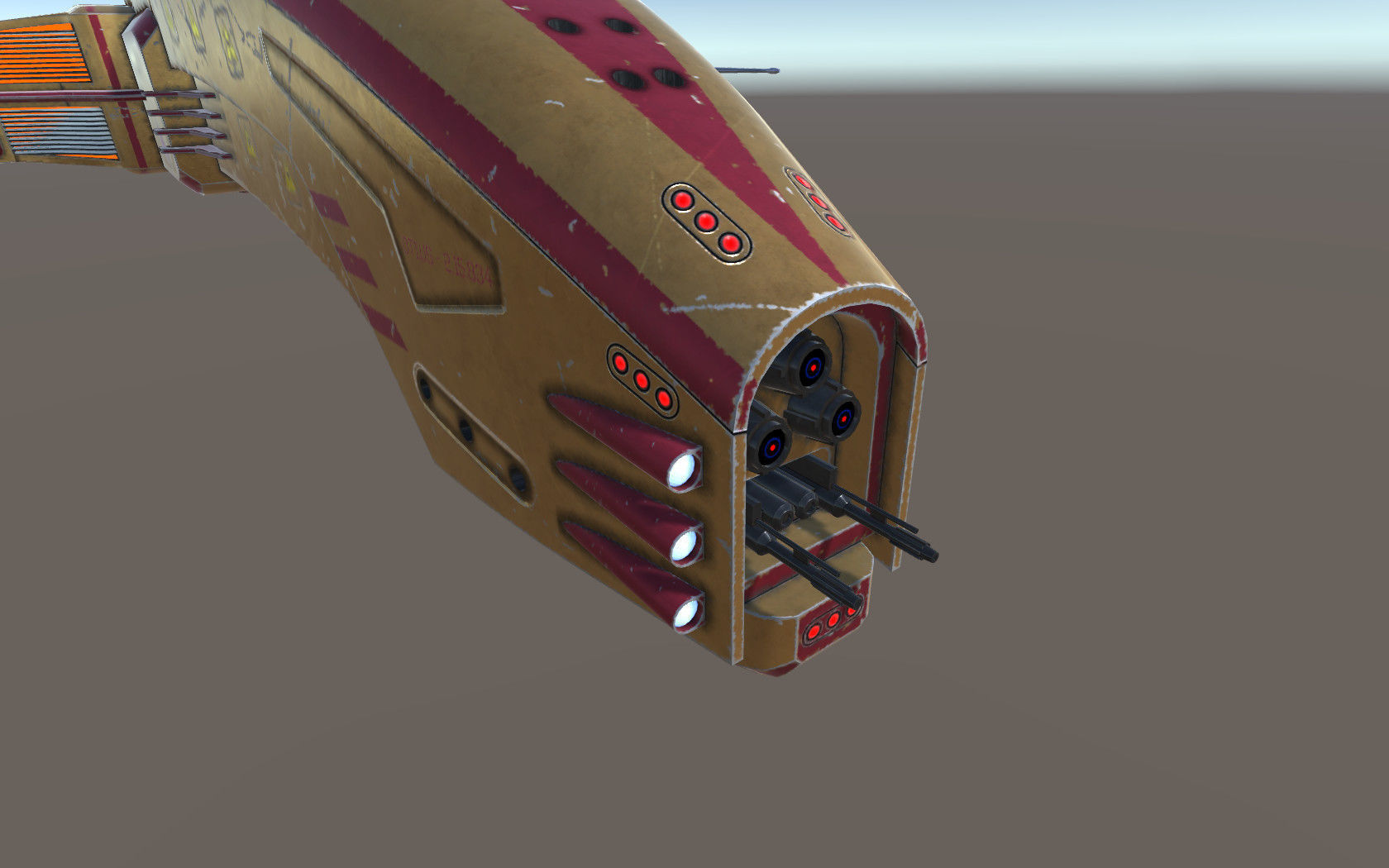 Spaceship Dagger Type 1 Orange Low-poly 3D model_7