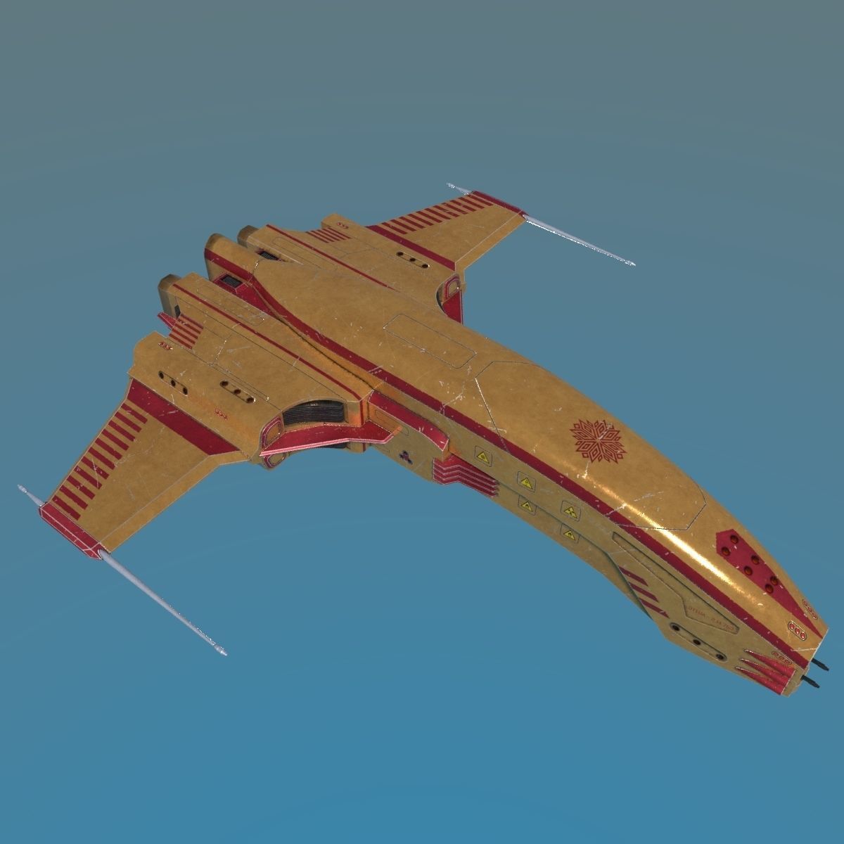 Spaceship Dagger Type 1 Orange Low-poly 3D model_12