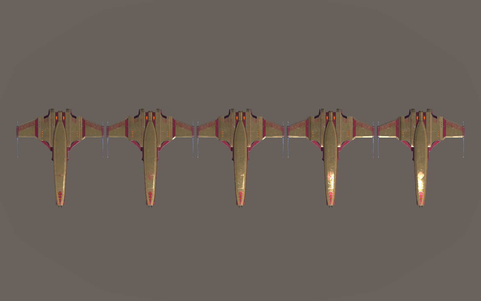 Spaceship Dagger Type 1 Orange Low-poly 3D model_3