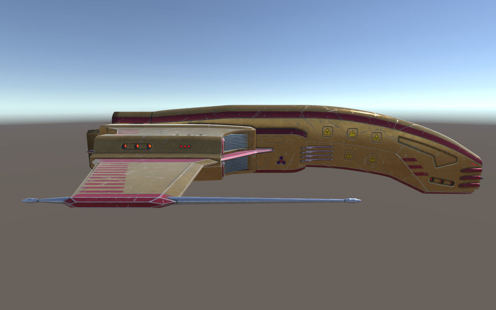 Spaceship Dagger Type 1 Orange Low-poly 3D model_5