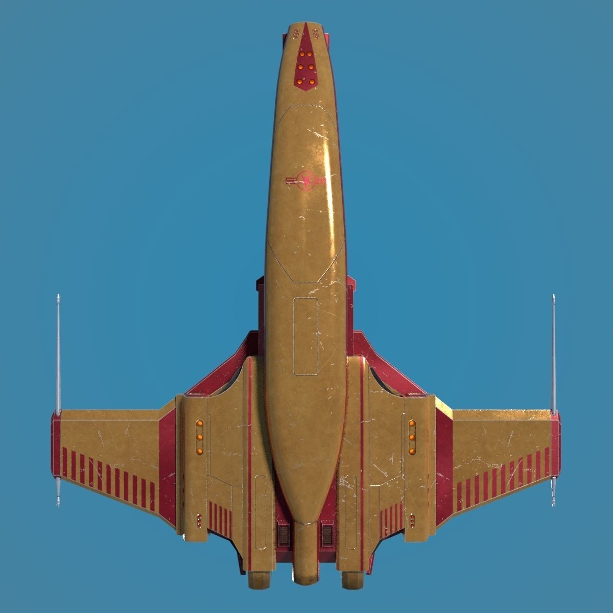 Spaceship Dagger Type 1 Orange Low-poly 3D model_20