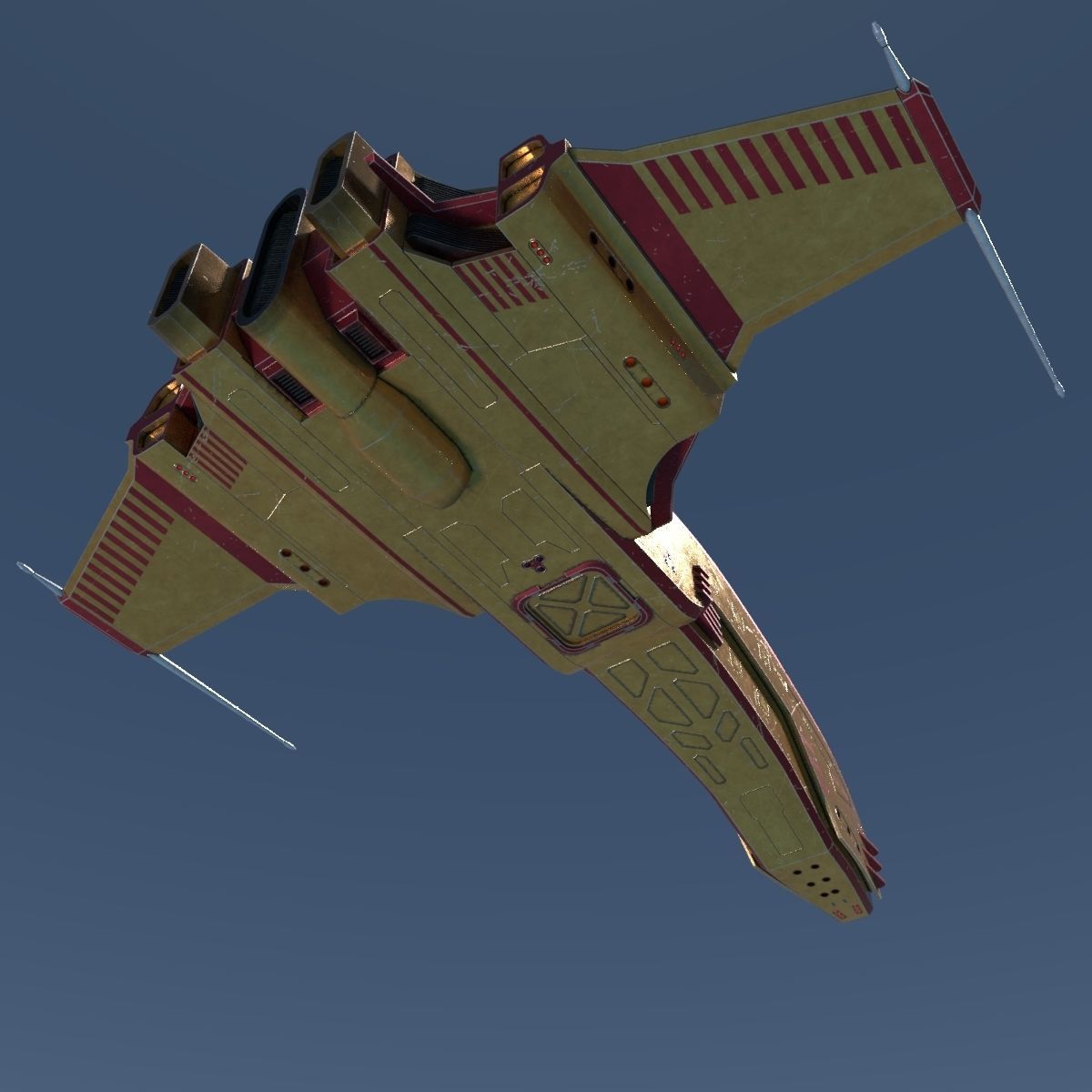 Spaceship Dagger Type 1 Orange Low-poly 3D model_24