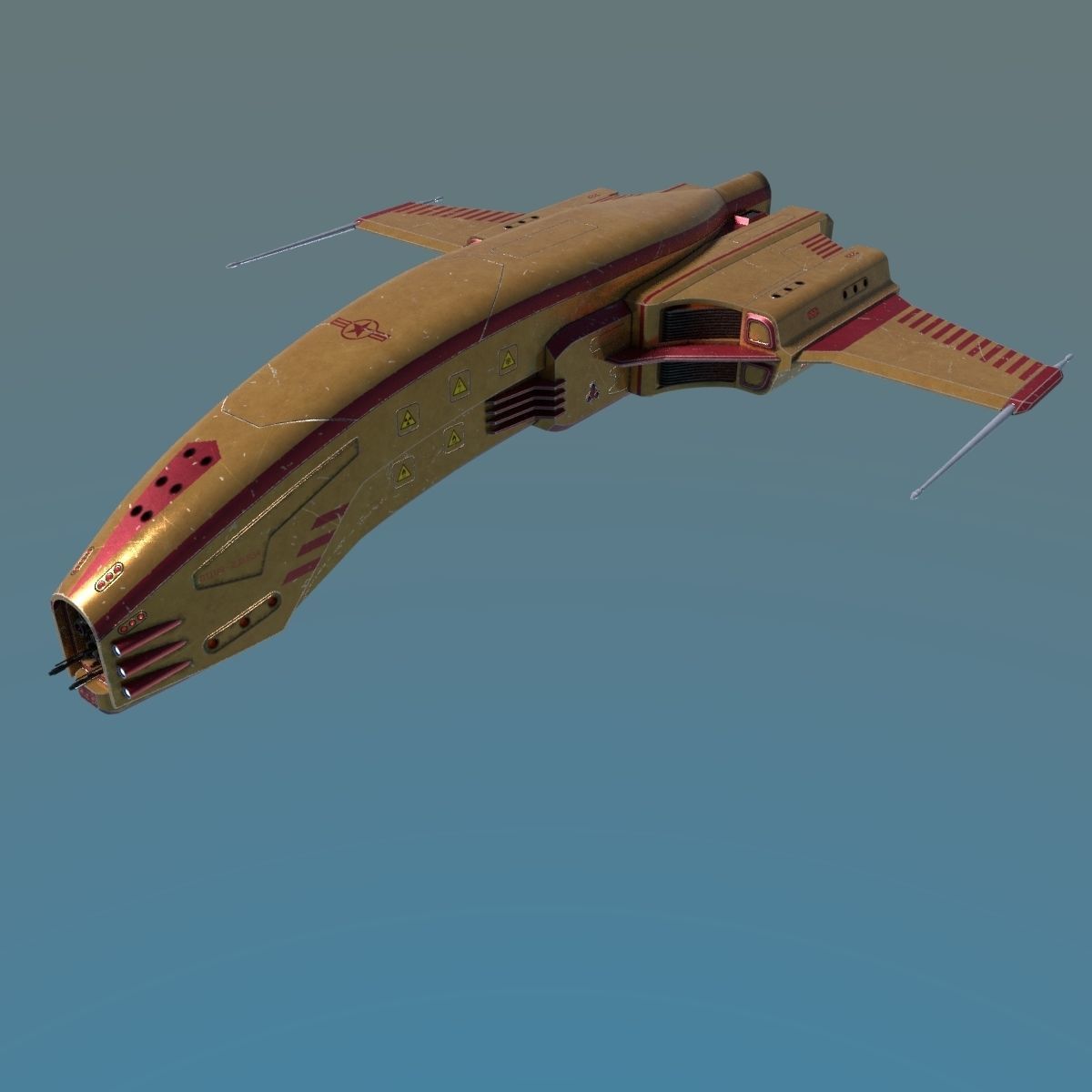Spaceship Dagger Type 1 Orange Low-poly 3D model_21