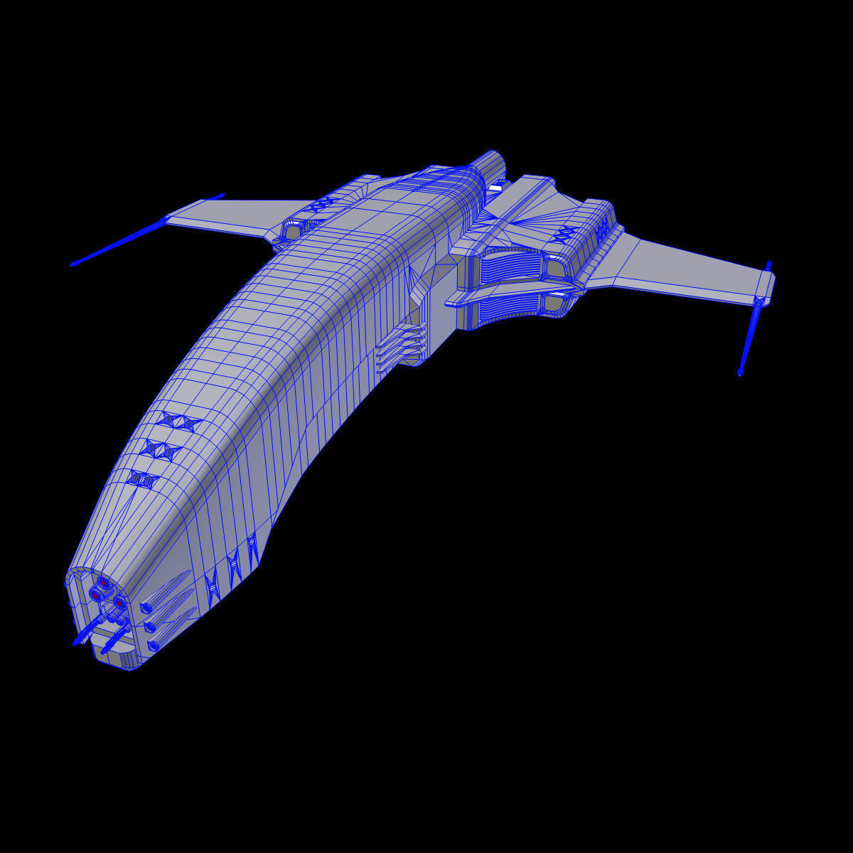 Spaceship Dagger Type 1 Orange Low-poly 3D model_27