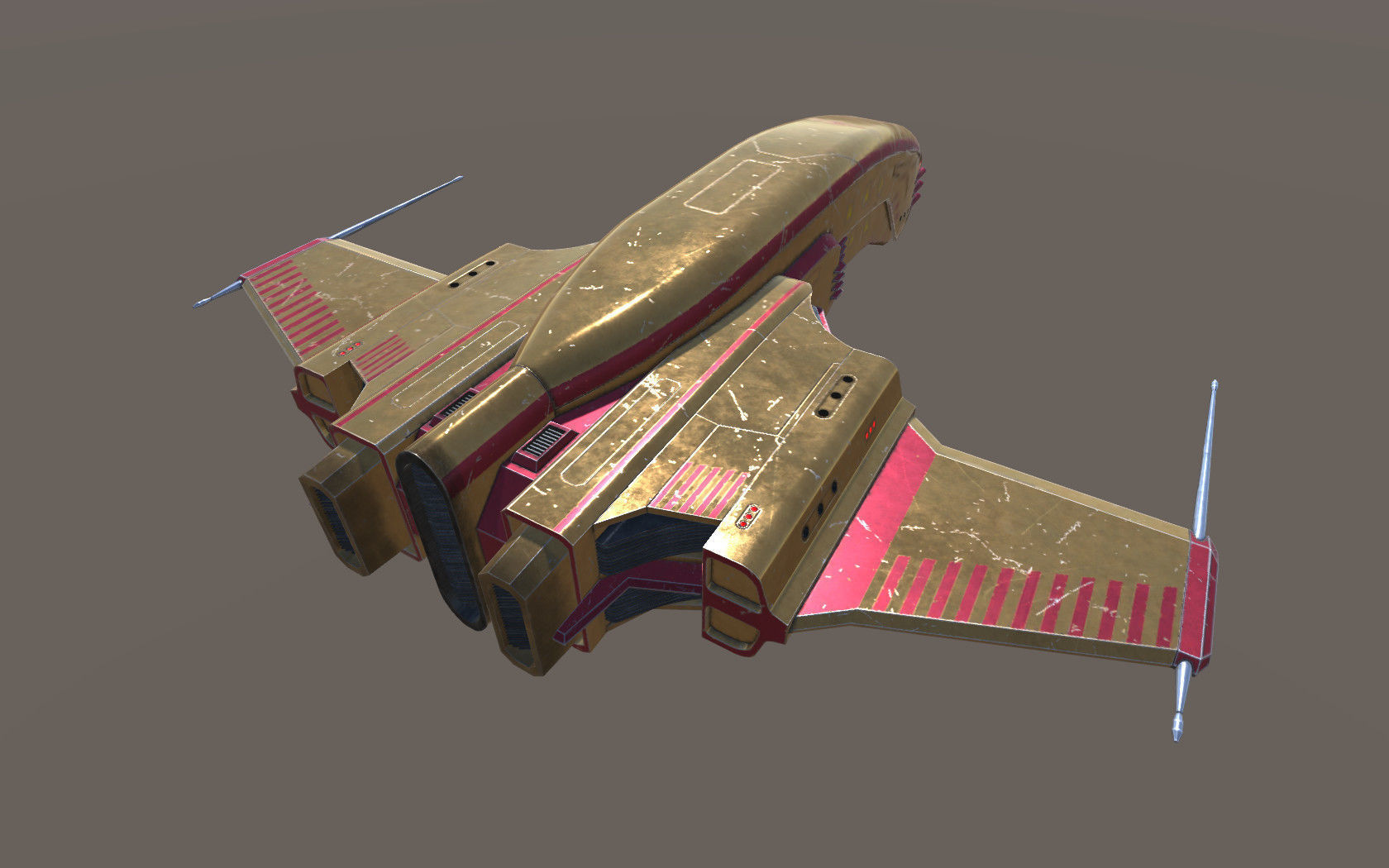 Spaceship Dagger Type 1 Orange Low-poly 3D model_6