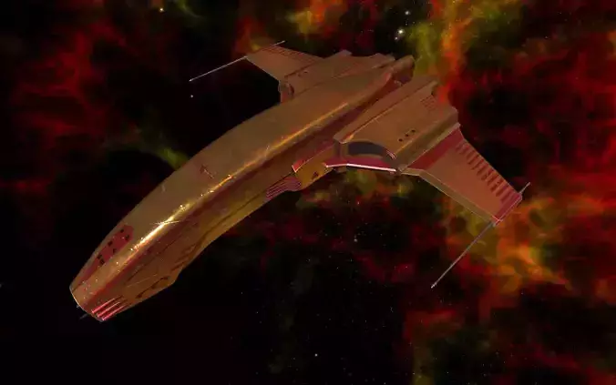 Spaceship Dagger Type 1 Orange Low-poly 3D model