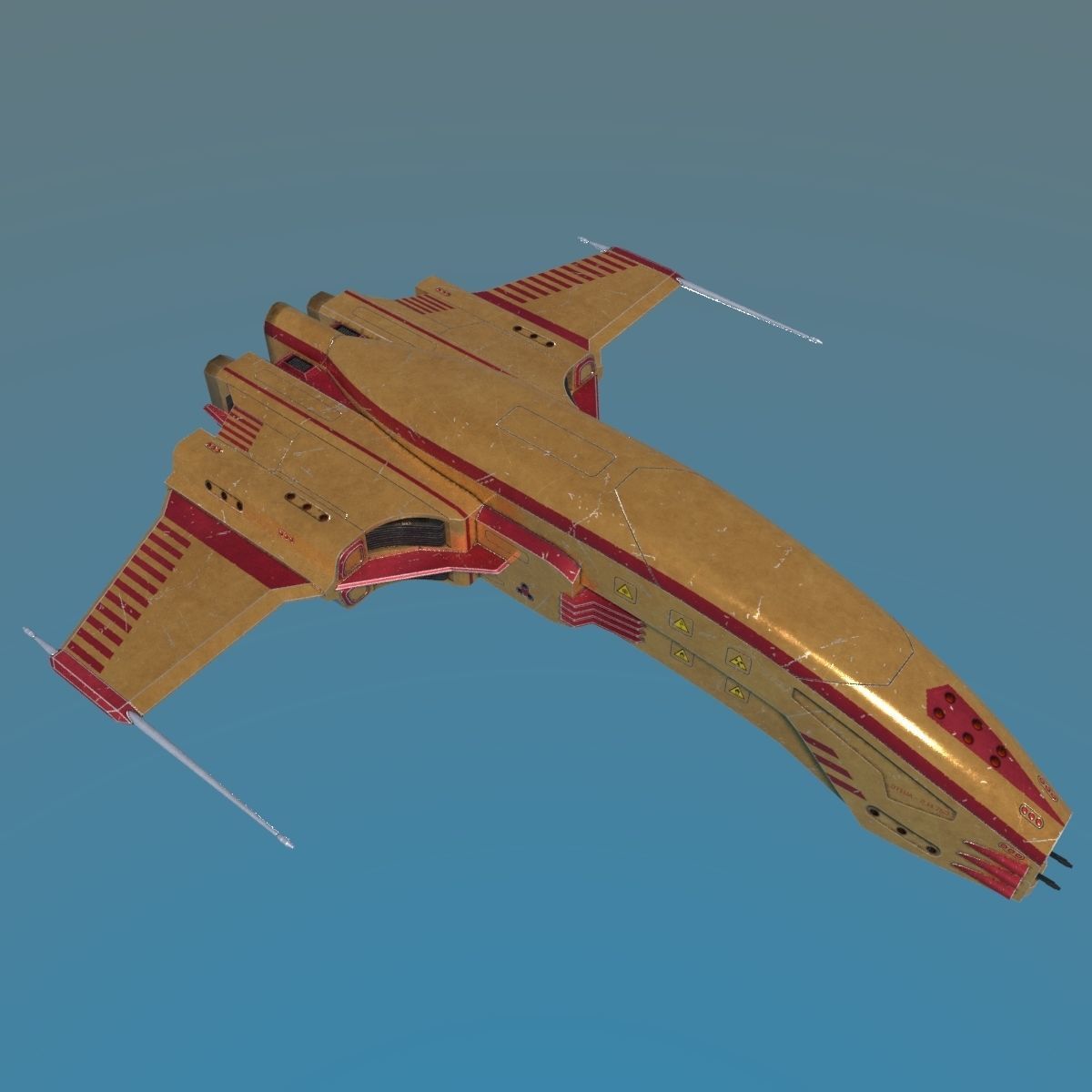 Spaceship Dagger Type 1 Orange Low-poly 3D model_10