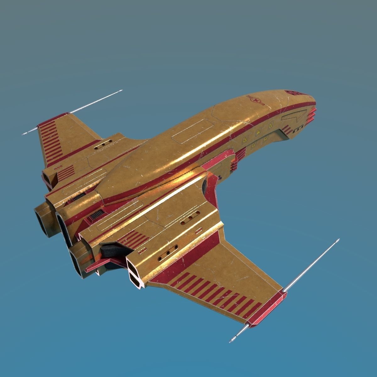 Spaceship Dagger Type 1 Orange Low-poly 3D model_23
