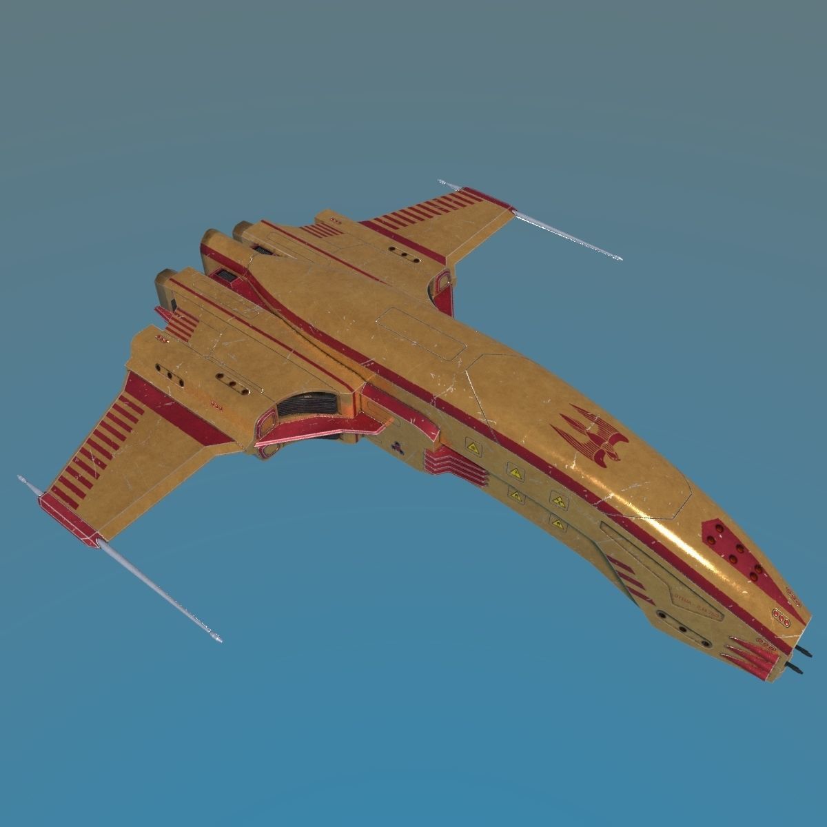Spaceship Dagger Type 1 Orange Low-poly 3D model_13