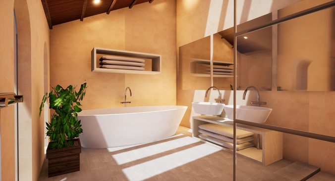 Spanish Modern Modular Villa Assets - Complete kit Low-poly 3D model 6