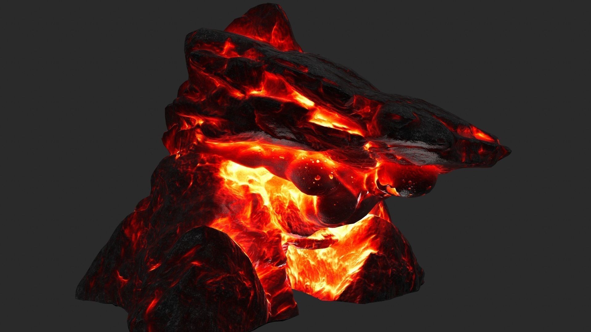 fire skul cave Low-poly 3D model_2
