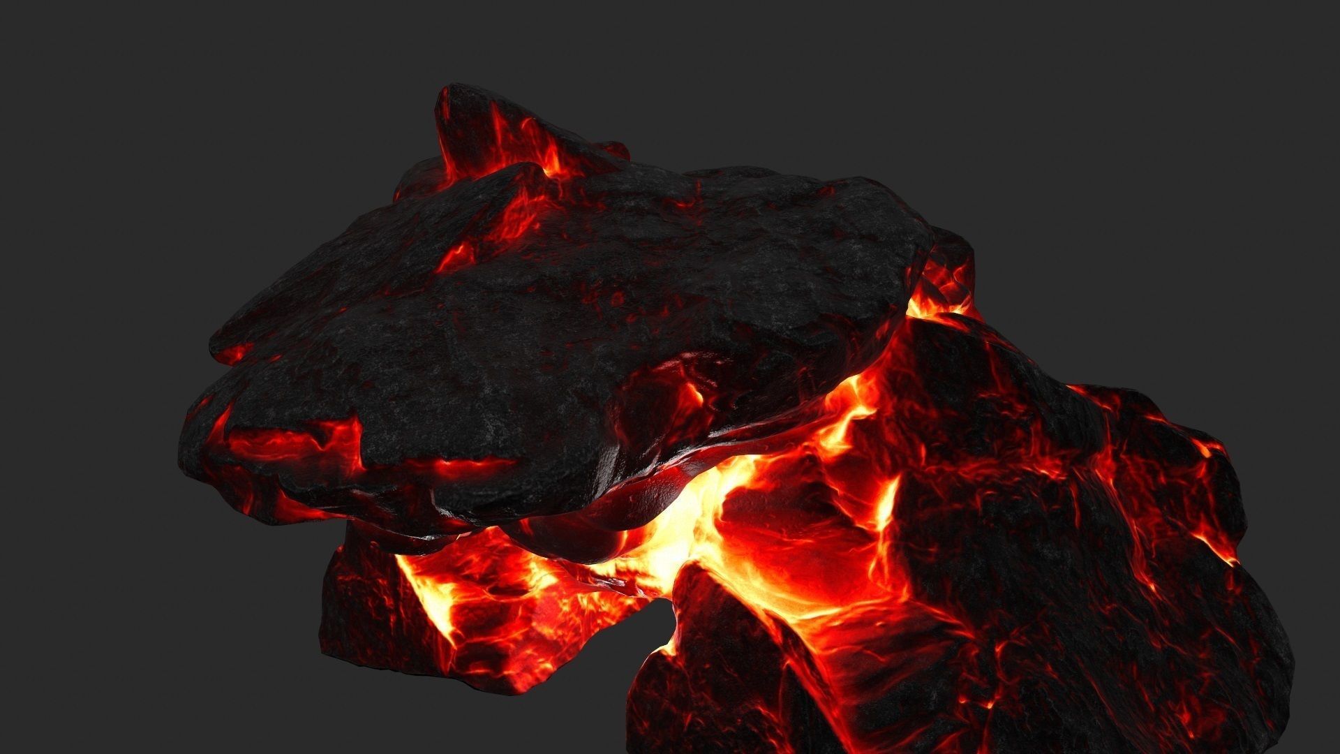 fire skul cave Low-poly 3D model_10
