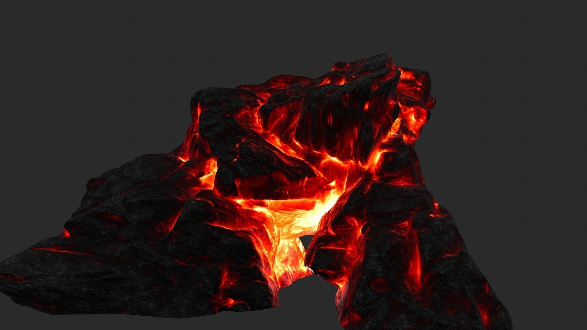 fire skul cave Low-poly 3D model_6